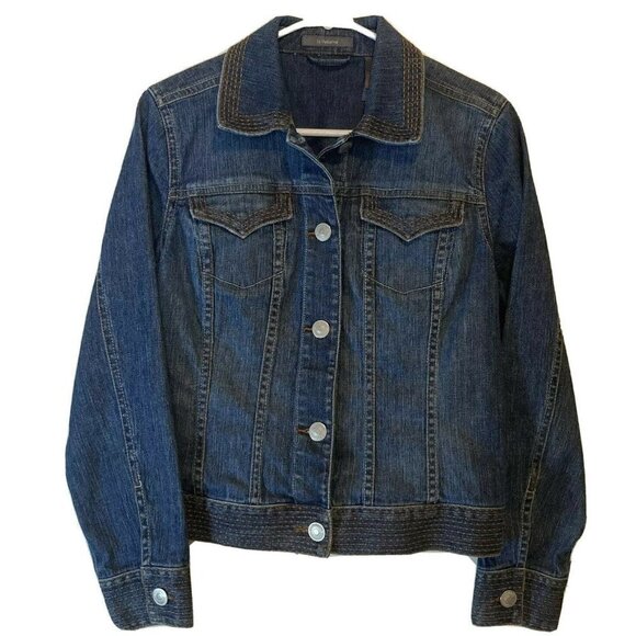 Liz Claiborne Women’s Embroidered Top Stitching Denim Jean Jacket Size M - Picture 1 of 12